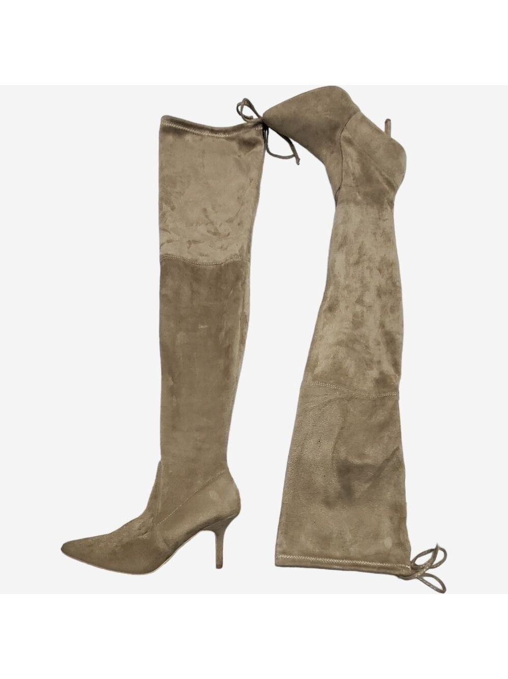 Suede Pointed Toe Over The Knees Thigh High Stretchy Heeled Boot - Picture 4 of 16